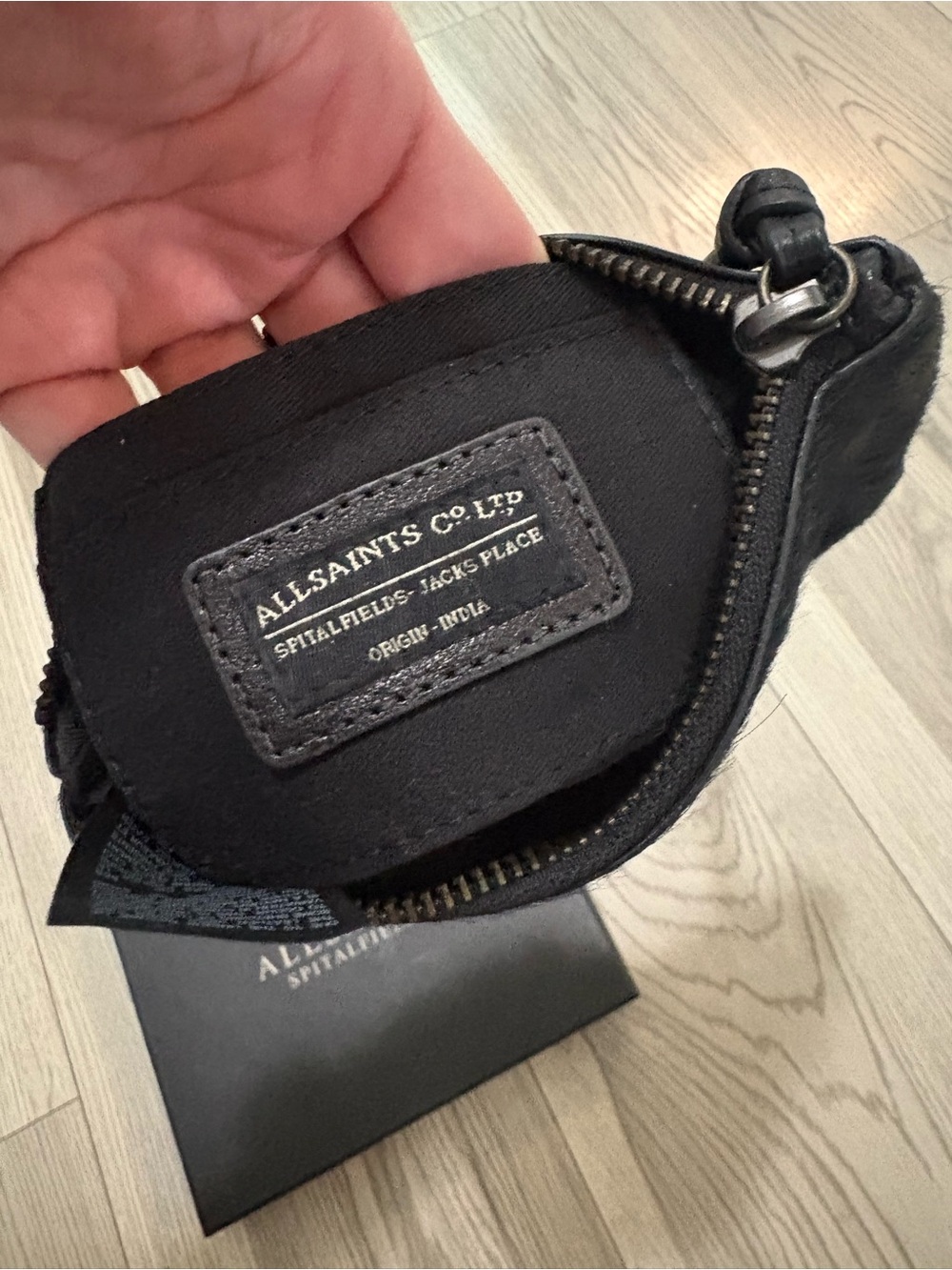 AllSaints Black Leather/Hide Pouch New In Box - Picture 5 of 7